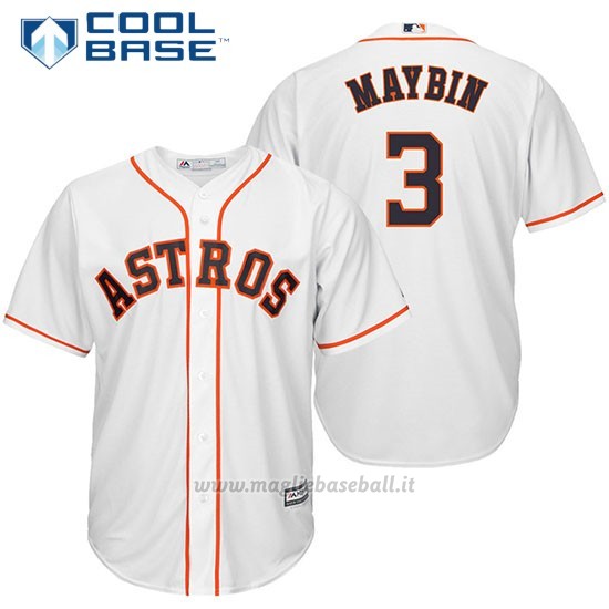 Maglia Baseball Uomo Houston Astros 3 Cameron Maybin Biancohome Giocatore Cool Base